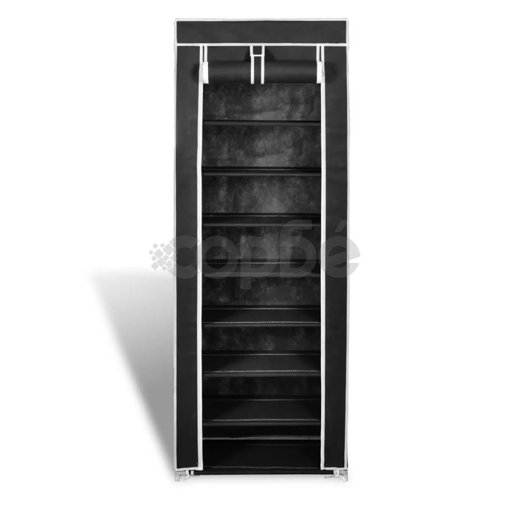 Платнен шкаф за обувки с покривало 57 х 29 х 162 см, черен