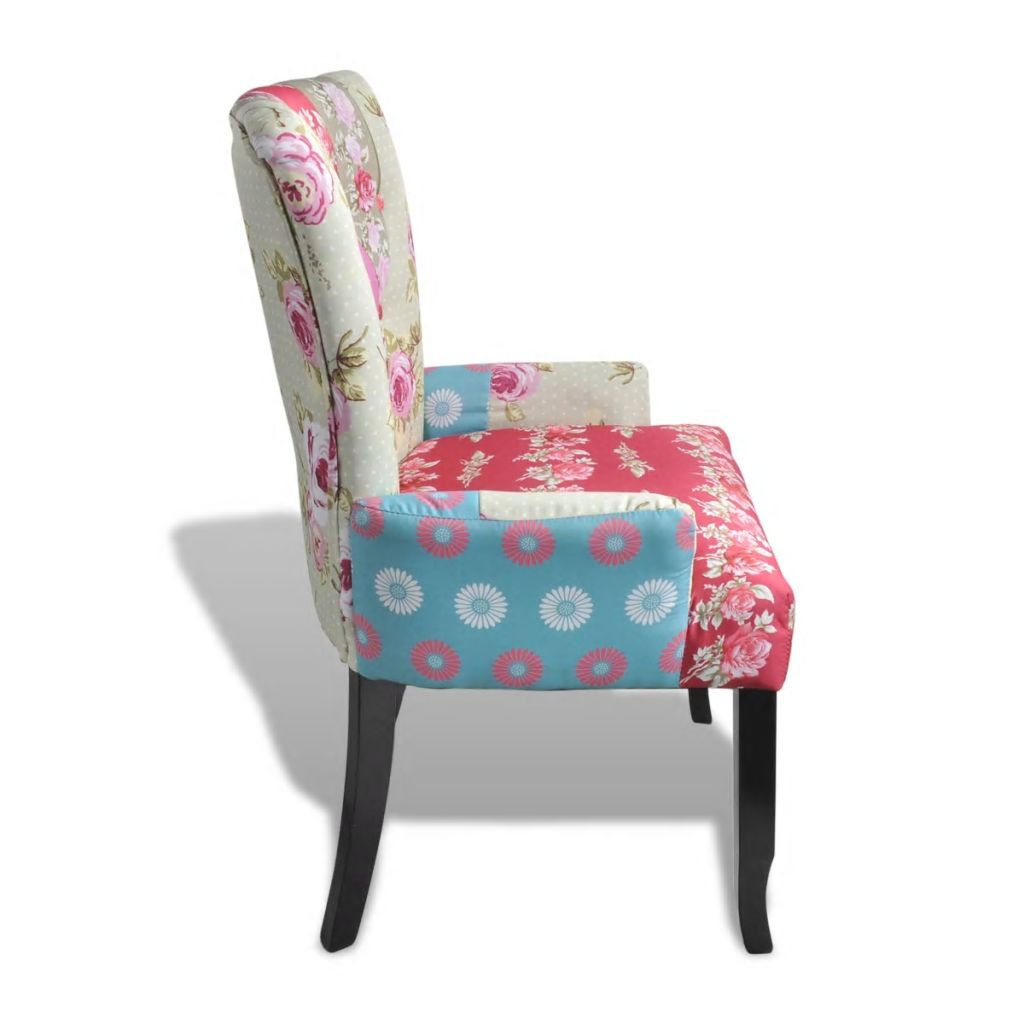 Френски фотьойл с пачуърк дизайн, текстил 