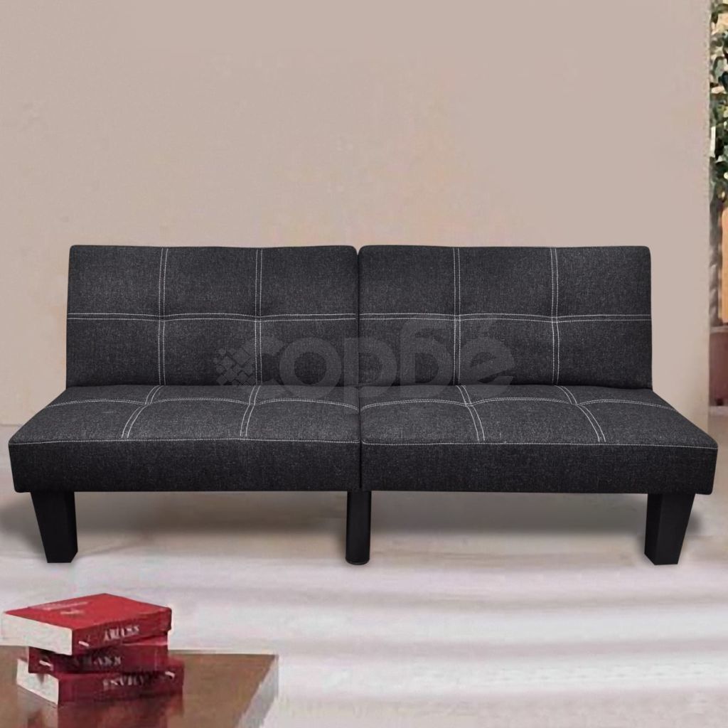 Разтегателен диван текстил регулируем черен 