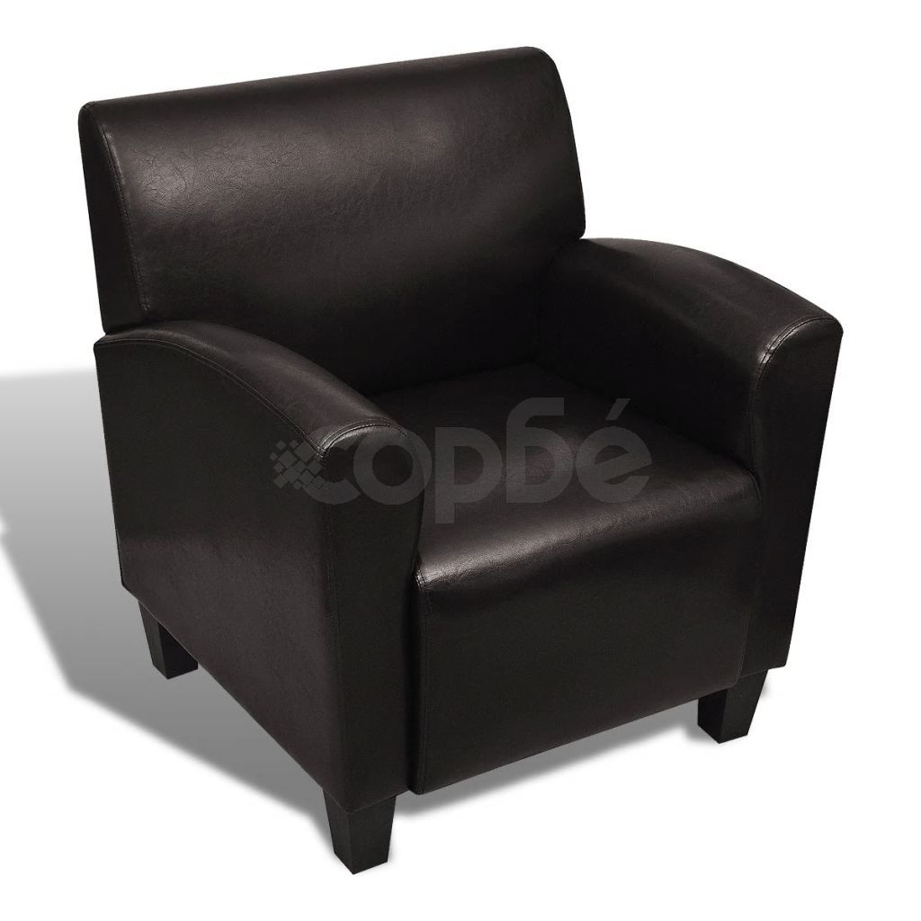 Кресло, тъмнокафяво, изкуствена кожа