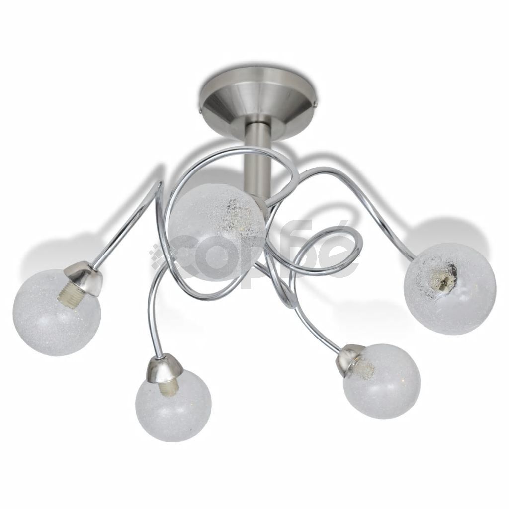 Лампа за таван с 5 кръгли стъклени абажура, за крушки тип G9 