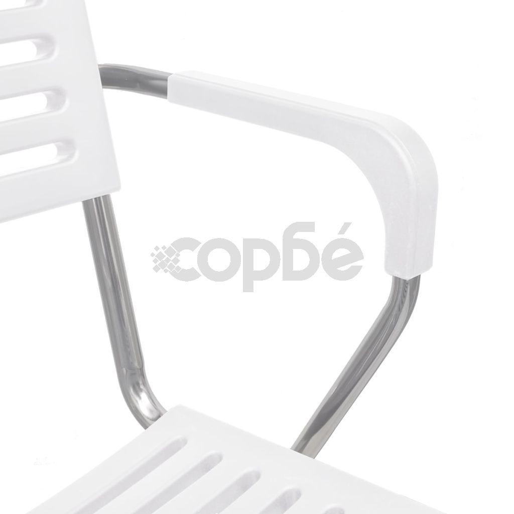 Стифиращи трапезни столове, 2 бр, бели, пластмаса