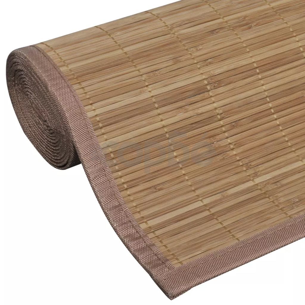 Правоъгълен кафяв бамбуков килим 120 х 180 см