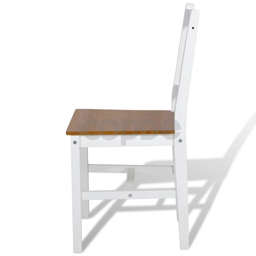 Трапезни столове, 2 бр, бели, борова дървесина