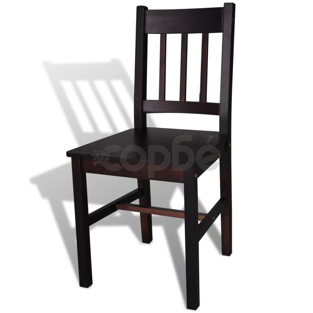 Трапезни столове, 2 бр, тъмнокафяви, борова дървесина