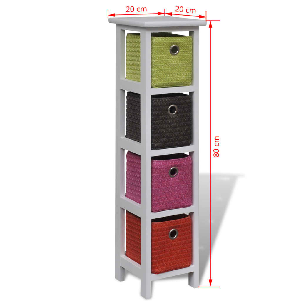 Шкаф за съхранение с многоцветни кошници, дърво пауловния 