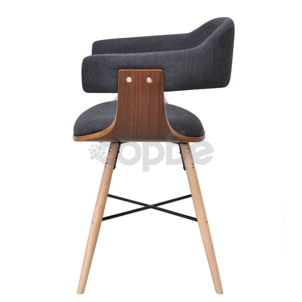 Трапезни столове, 2 бр, тъмносиви, извито дърво и текстил