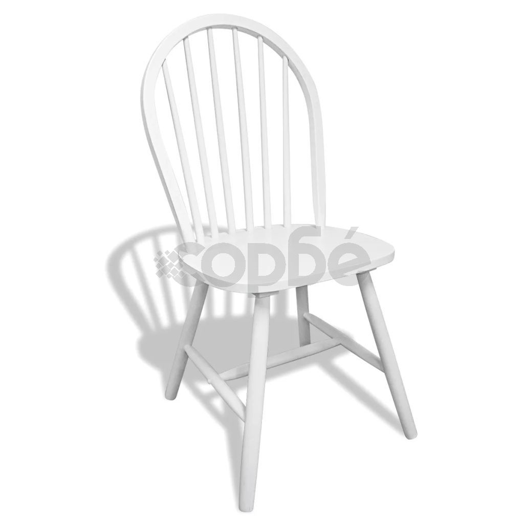 Трапезни столове, 4 бр, бели, масивна каучукова дървесина