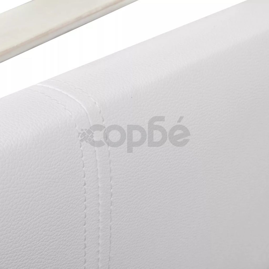 Рамка за легло, бяла, изкуствена кожа, 160x200 cм