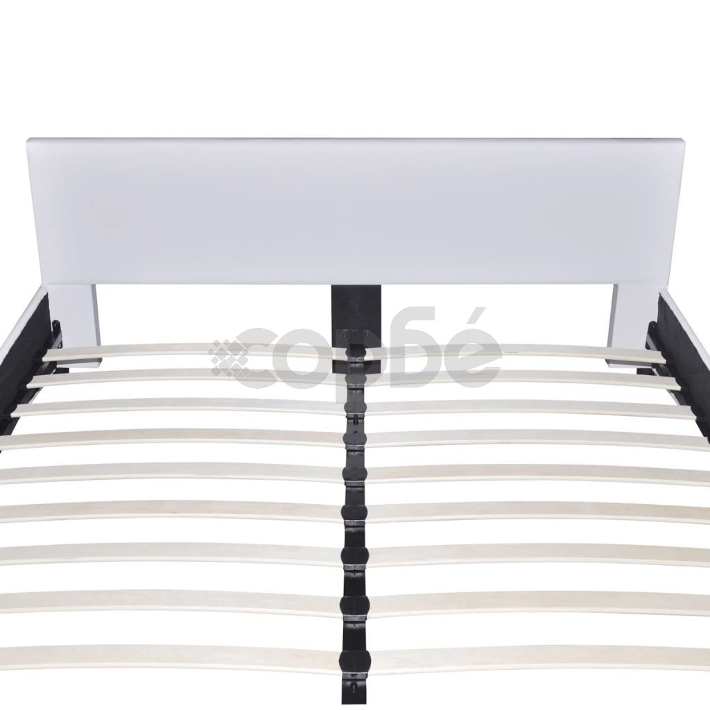 Рамка за легло, бяла, изкуствена кожа, 160x200 cм