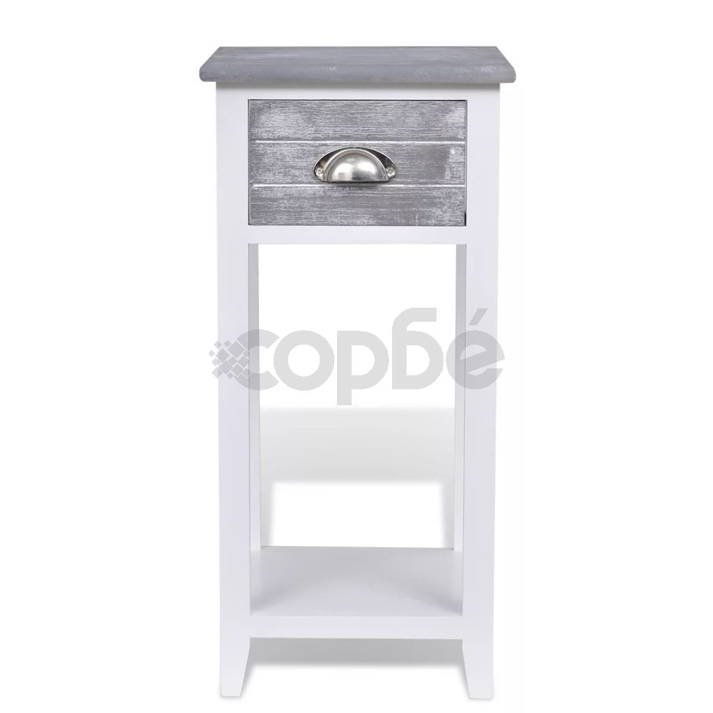 Нощно шкафче с 1 чекмедже, сиво и бяло 