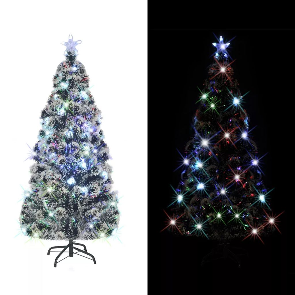 Изкуствено коледно дърво със стойка/LED, 180 см, оптично влакно