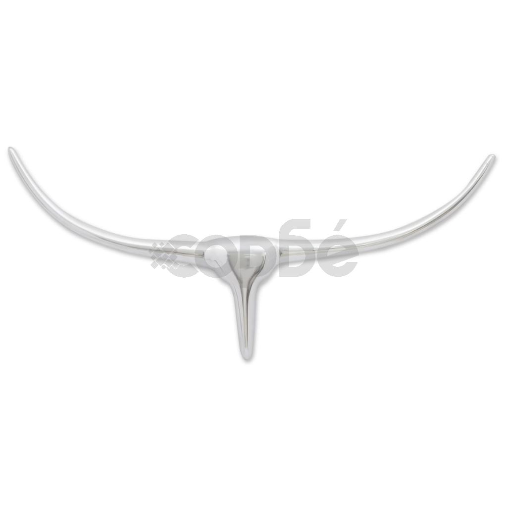 Декоративна алуминиева глава на бик за стена, сребриста, 62 см