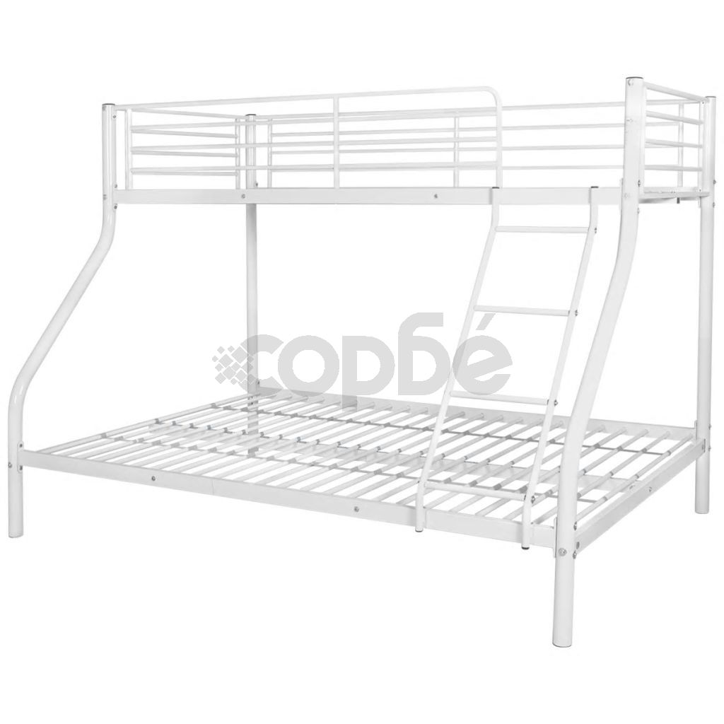 Детска двуетажна рамка за легло, бяла, метал, 140x200/90x200 см