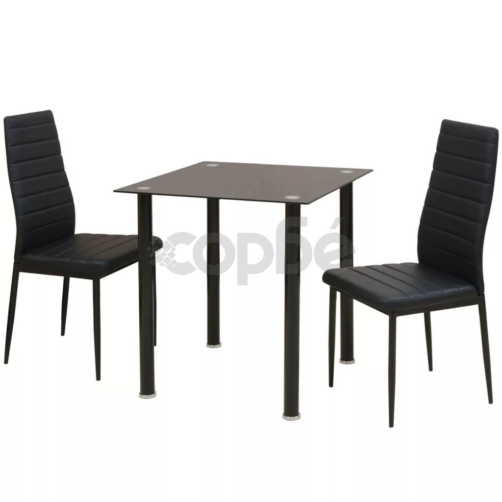 Трапезен комплект от три части - маса и столове, черен