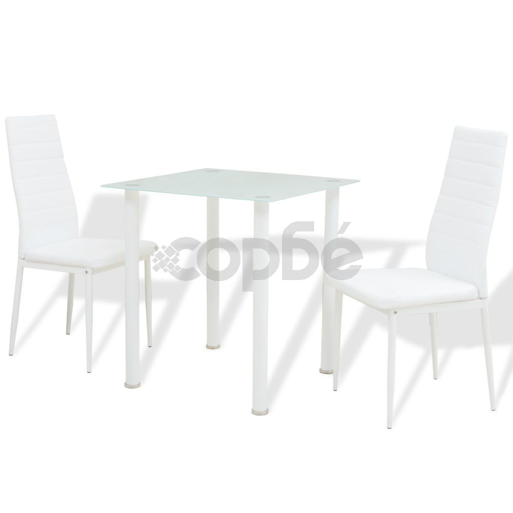 Трапазен комплект от 3 части, маса и два стола, бял