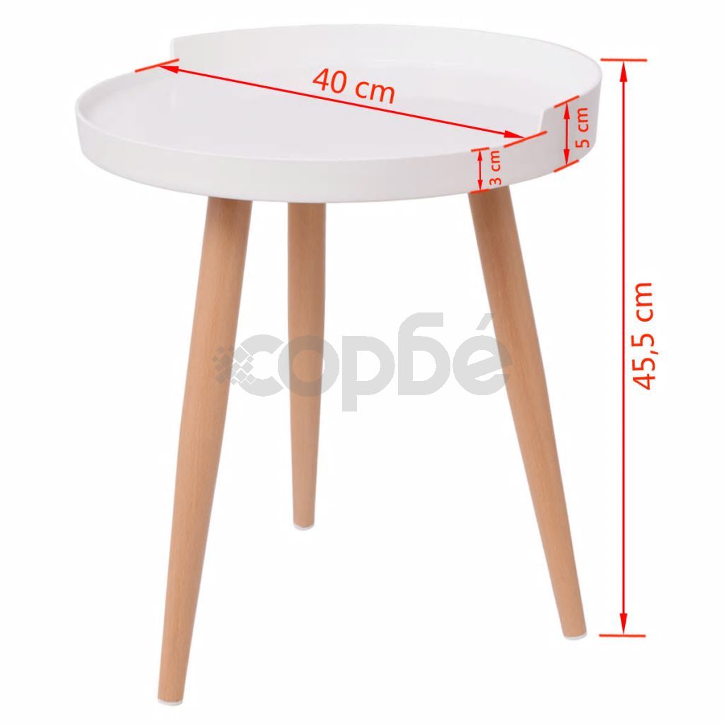 Кръгла маса за кафе, 40x45,5 см, бяла