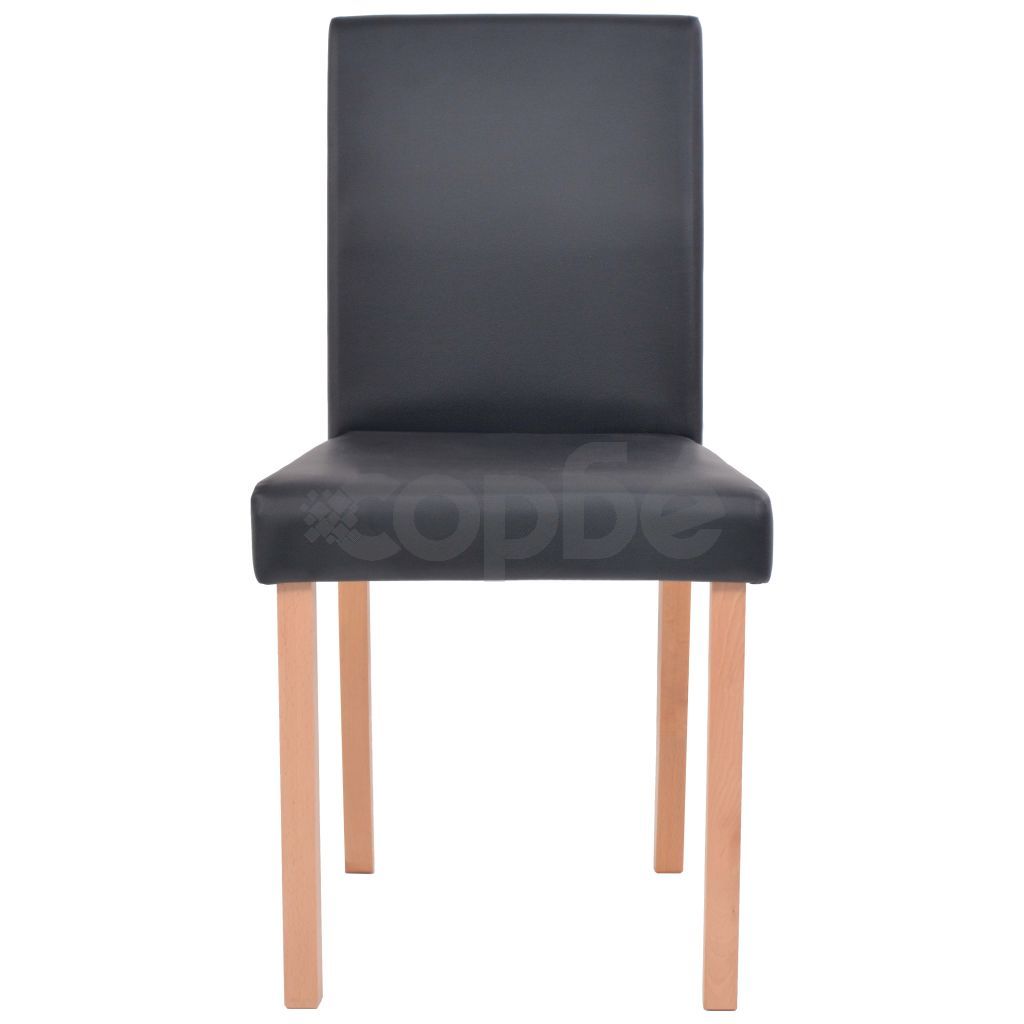 Трапезна маса и столове, 5 части, изкуствена кожа, дъб, черно