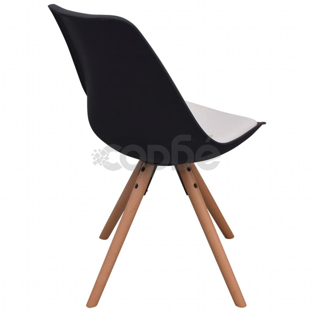 Трапезни столове, 2 бр, черно и бяло, изкуствена кожа