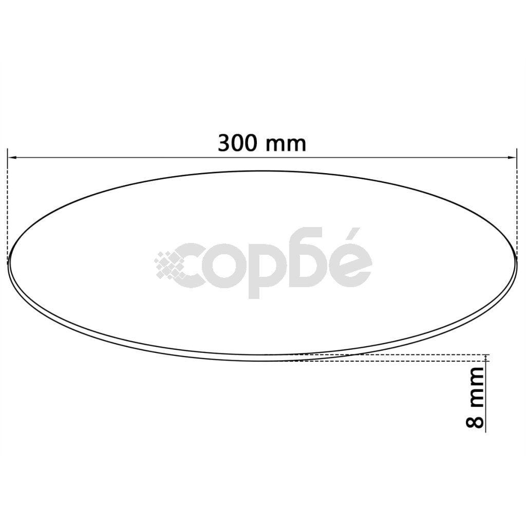 Темпериран стъклен плот за кръгла маса, 300 мм