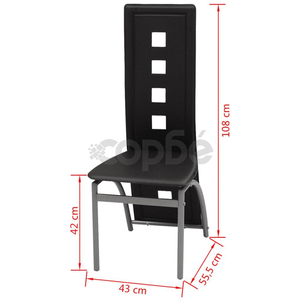 Трапезни столове, 4 бр, черни, изкуствена кожа