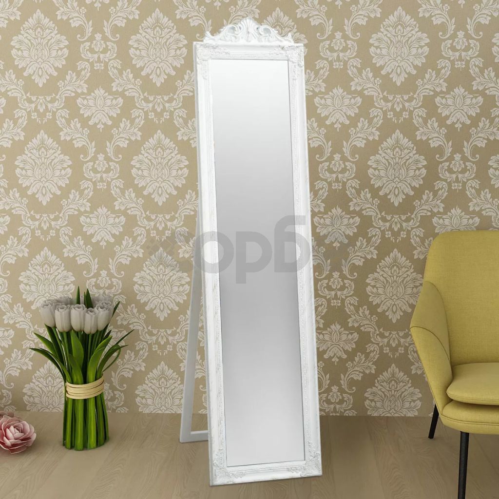 Свободностоящо огледало, бароков стил 160х40 см, бяло