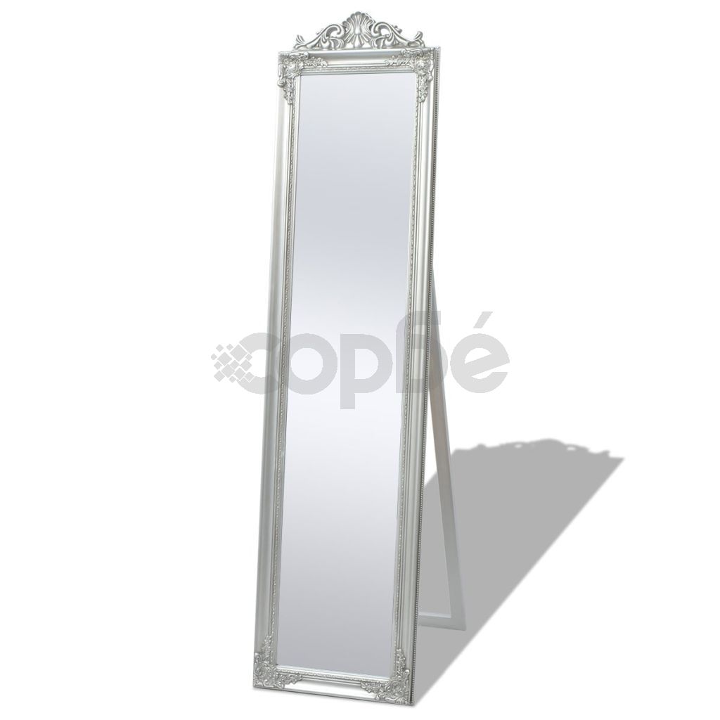 Свободностоящо огледало, бароков стил 160х40 см, сребристо