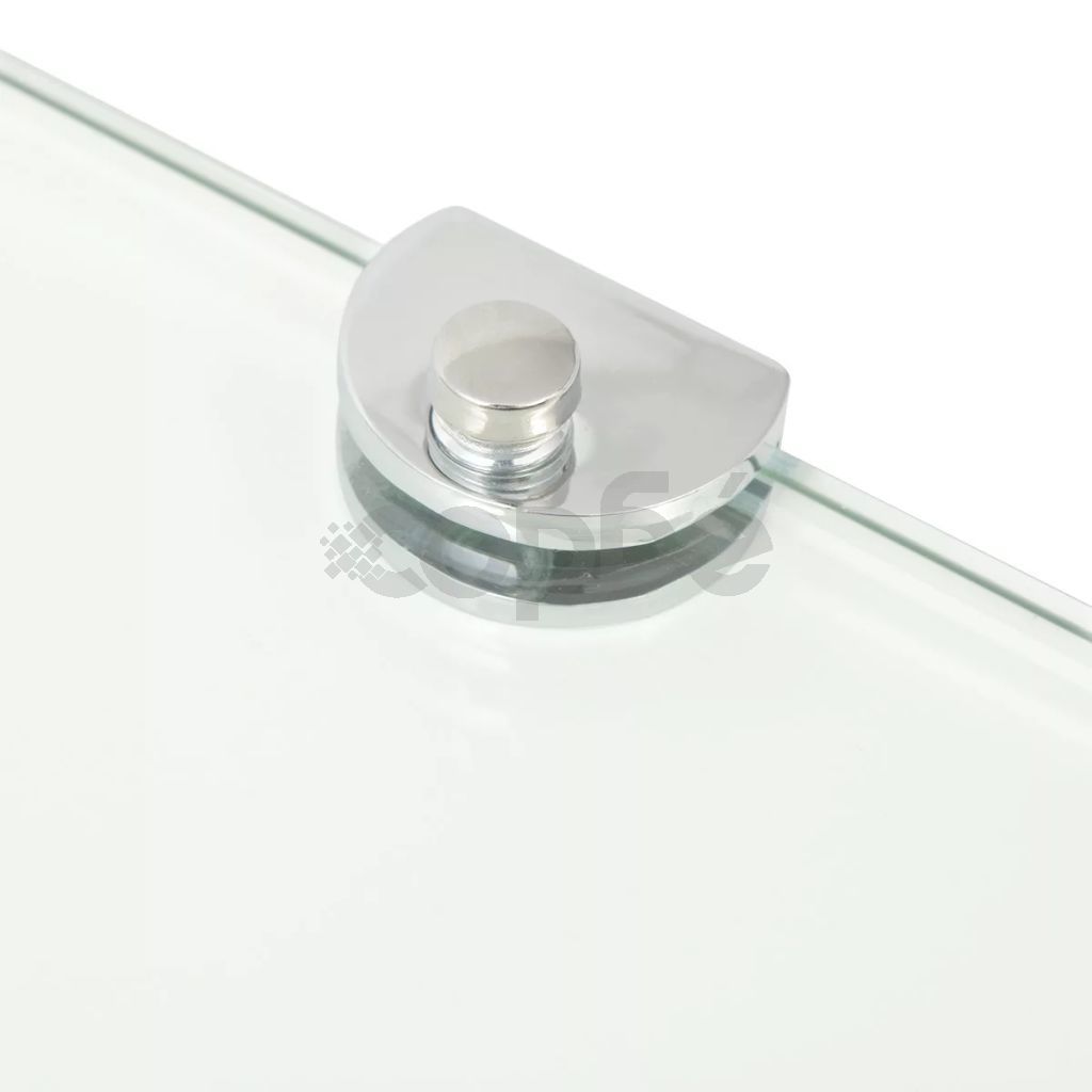 Ъглов рафт от стъкло с държачи в цвят хром, 35x35 см