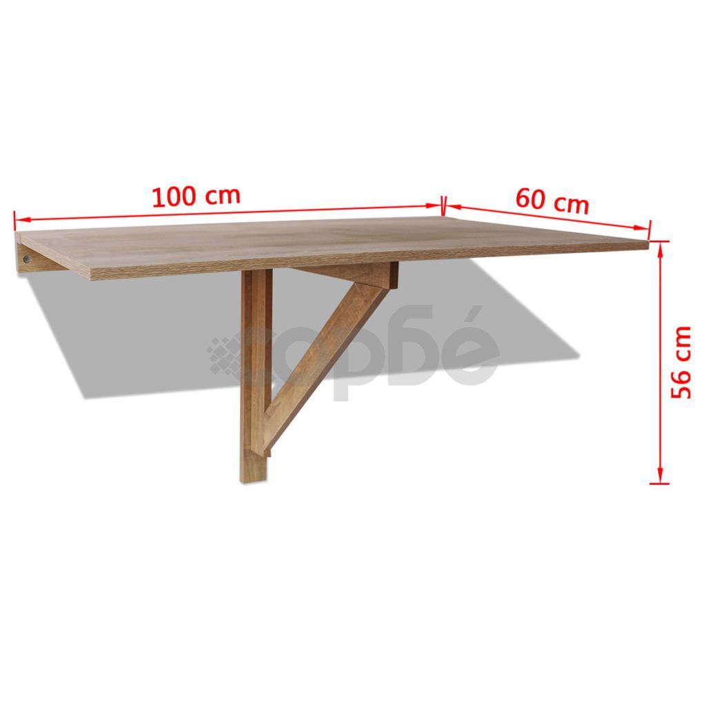 Сгъваема маса стенен монтаж, дъб, 100x60 cм