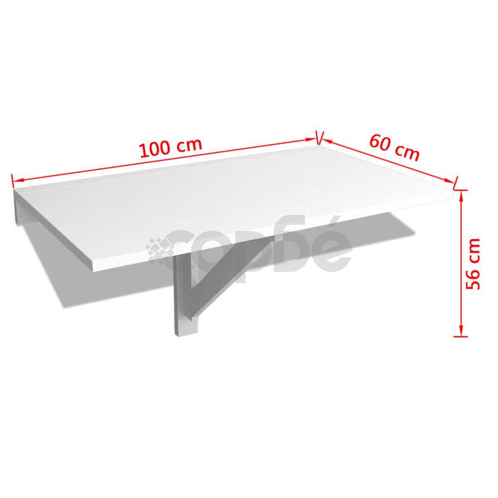 Сгъваема маса стенен монтаж, бяла, 100x60 cм