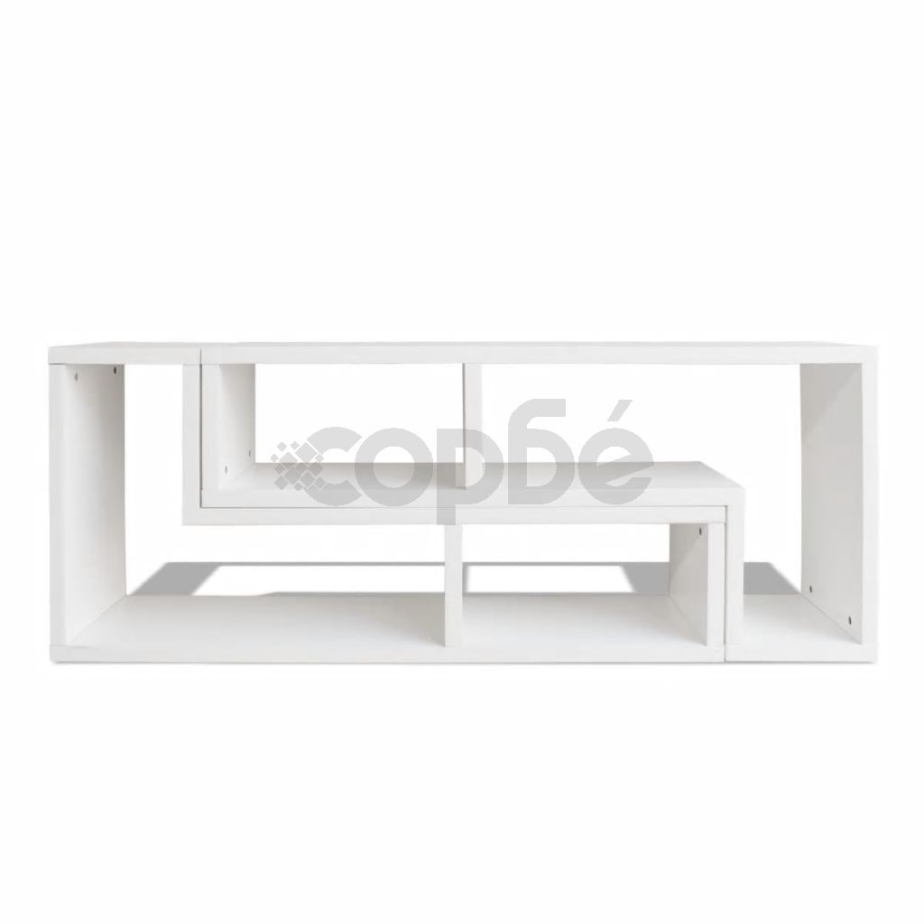 Телевизионен шкаф с L-образна форма, 2 части, бял