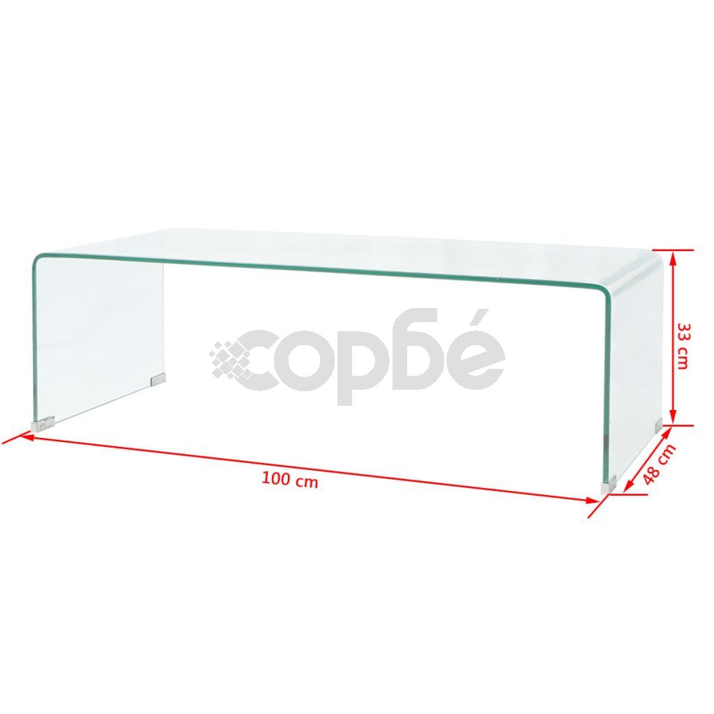 Маса за кафе от закалено стъкло, 98x45x30 cм, прозрачна