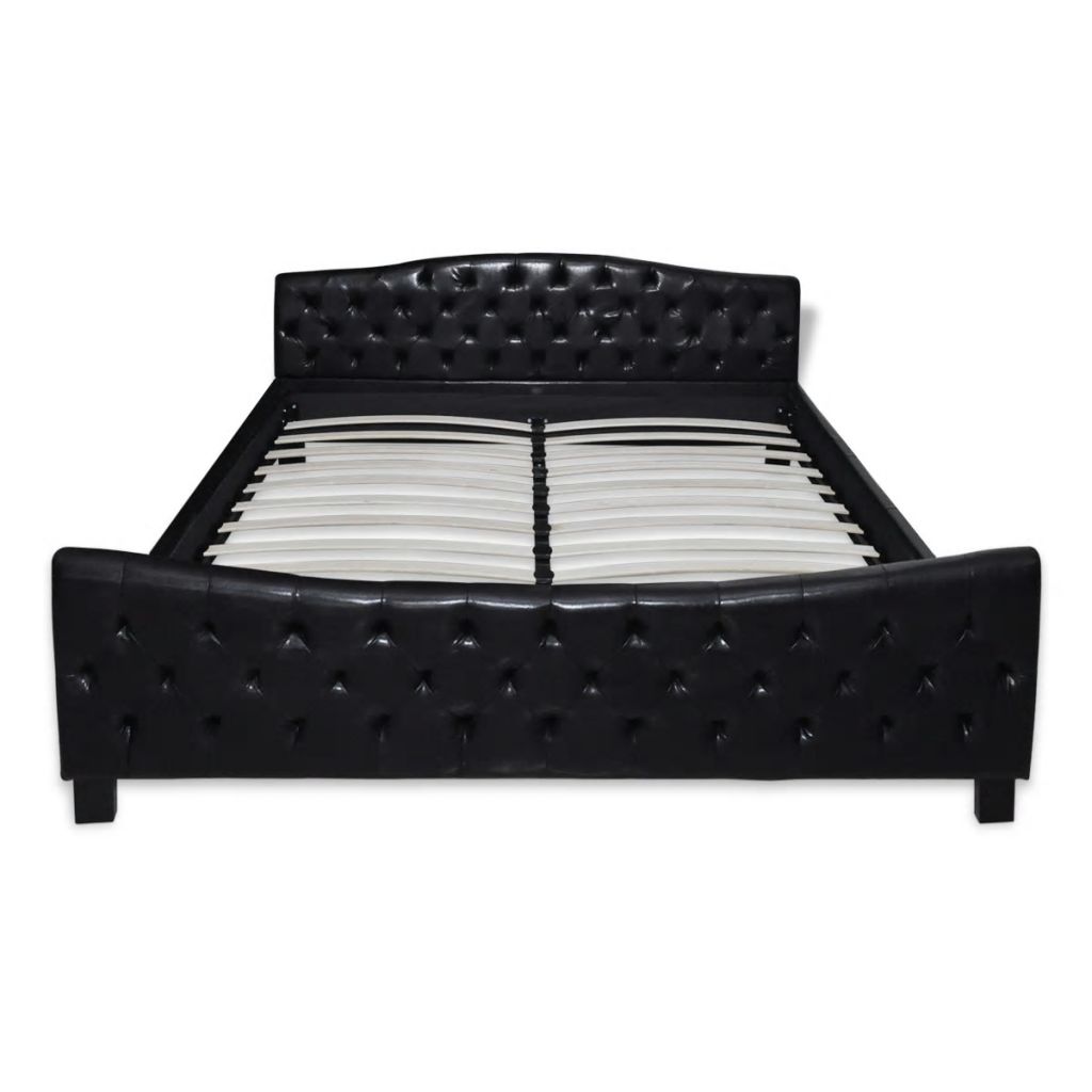 Рамка за легло, черна, изкуствена кожа, 180x200 cм