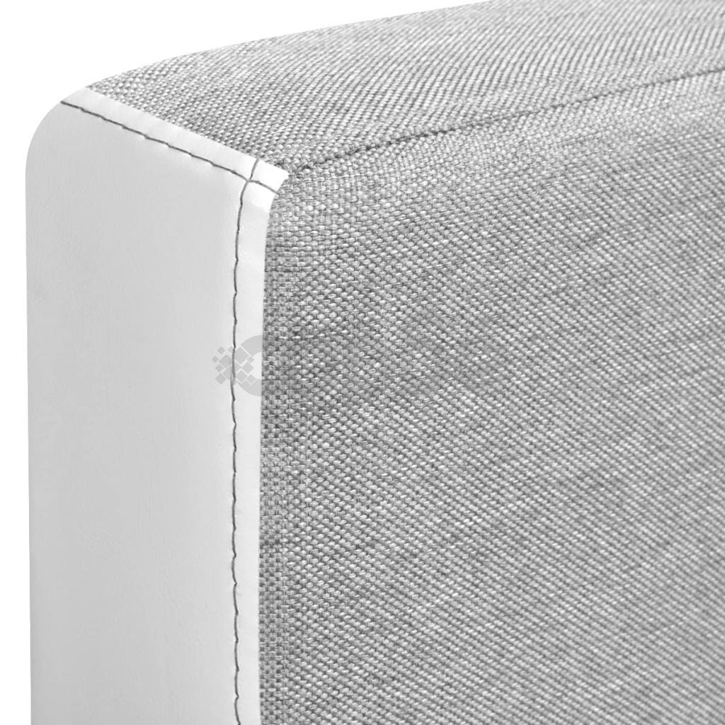 Ъглов разтегателен диван текстил 218x155x69 см бяло и сиво