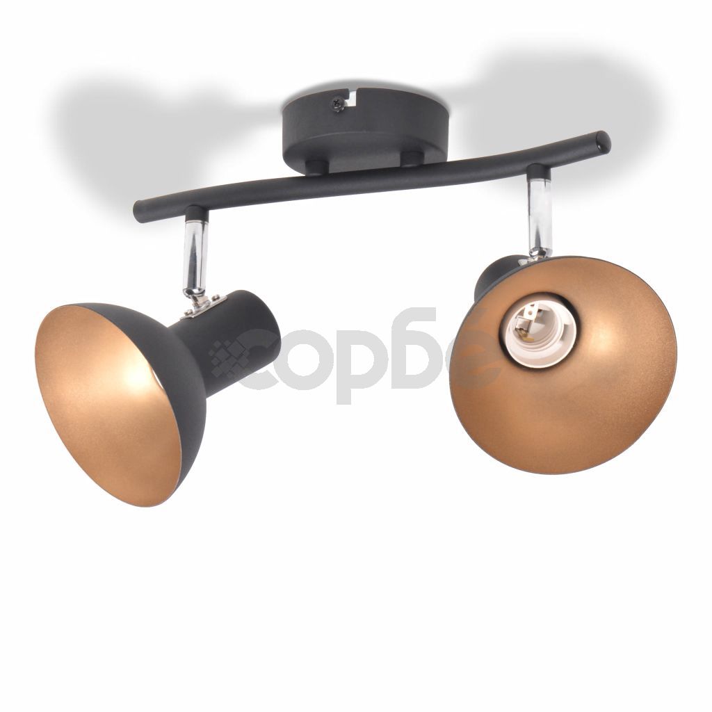 Спот лампа за 2 крушки, E27, черно и златисто