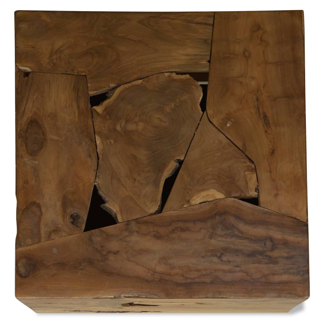 Маса за кафе, 50x50x35 см, естествена тикова дървесина, кафява