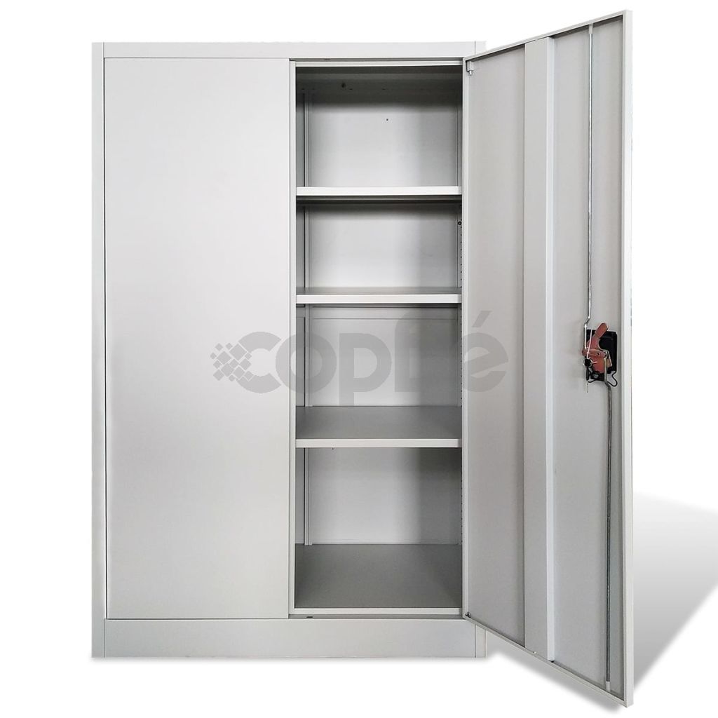 Офис шкаф, 90x40x140 см, стомана, сив