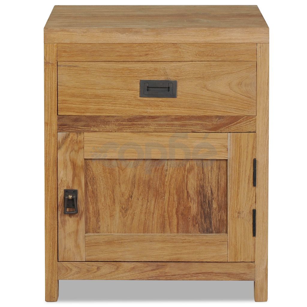 Нощно шкафче, тиково дърво масив, 40x30x50 см