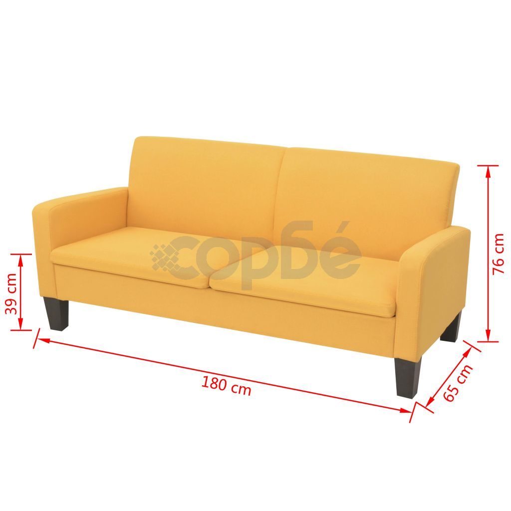 3-местен диван, 180х65х76 см, жълт