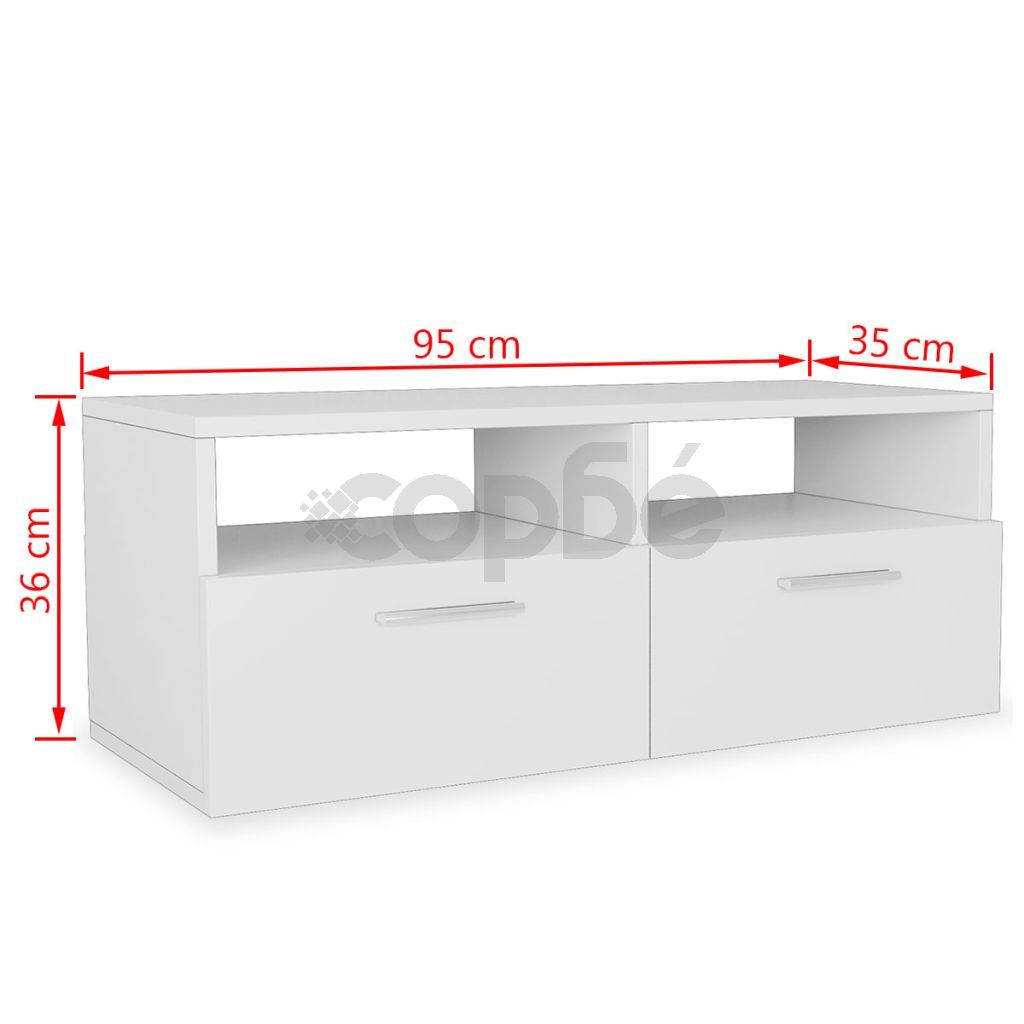 ТВ шкаф, ПДЧ, 95x35x36 см, бял 