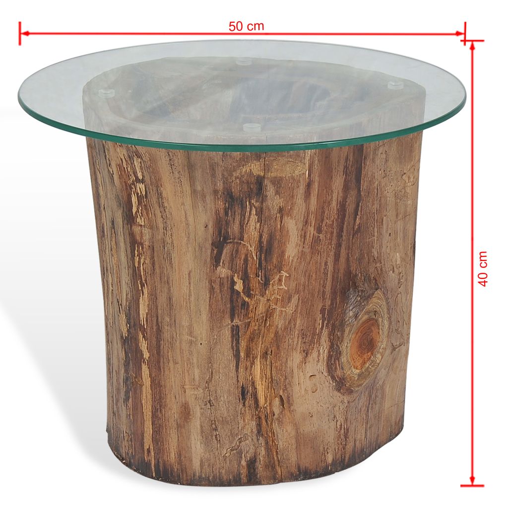 Маса за кафе, тиково дърво и стъкло, 50x40 cм