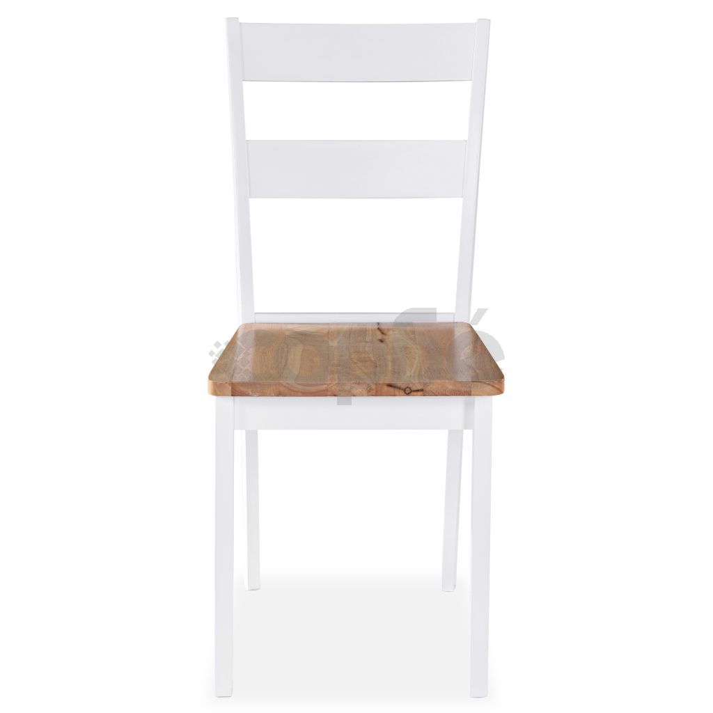 Трапезни столове, 4 бр, бели, каучуково дърво масив