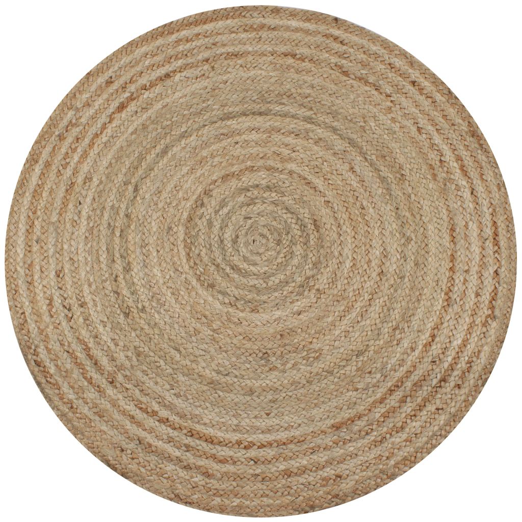 Плетен килим от юта, 120 см, кръгъл
