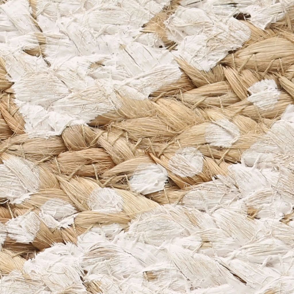 Плетен килим от юта с принт, 120 см, кръгъл