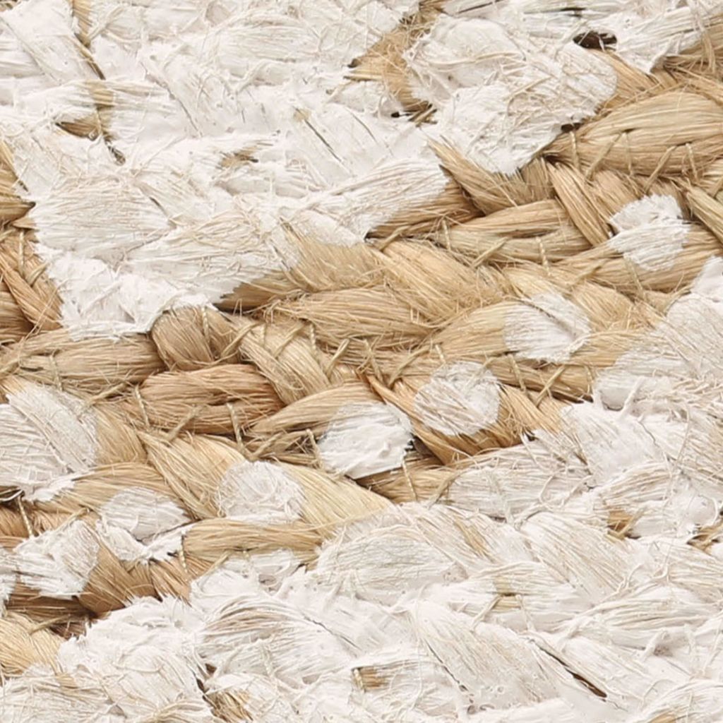 Плетен килим от юта с принтове, 150 см, кръгъл