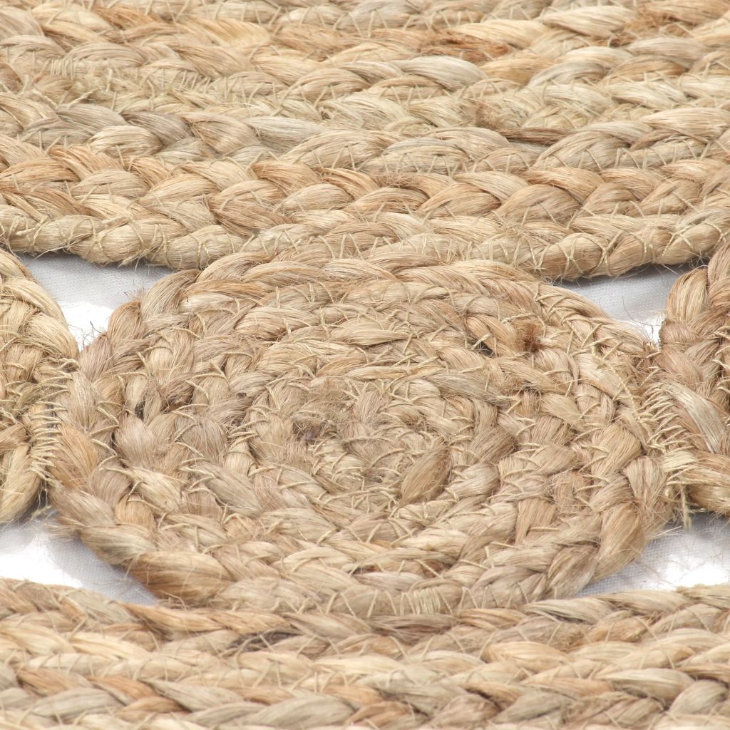 Плетен килим с дизайн, от юта, 120 см, кръгъл