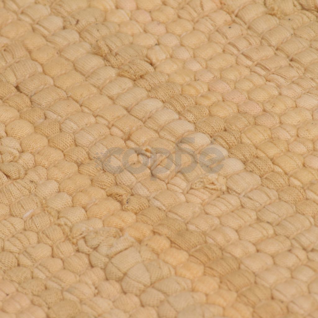 Ръчно тъкан Chindi килим, 80x160 см, бежов