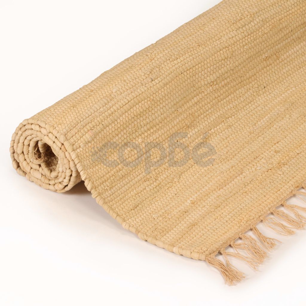 Ръчно тъкан Chindi килим, 80x160 см, бежов