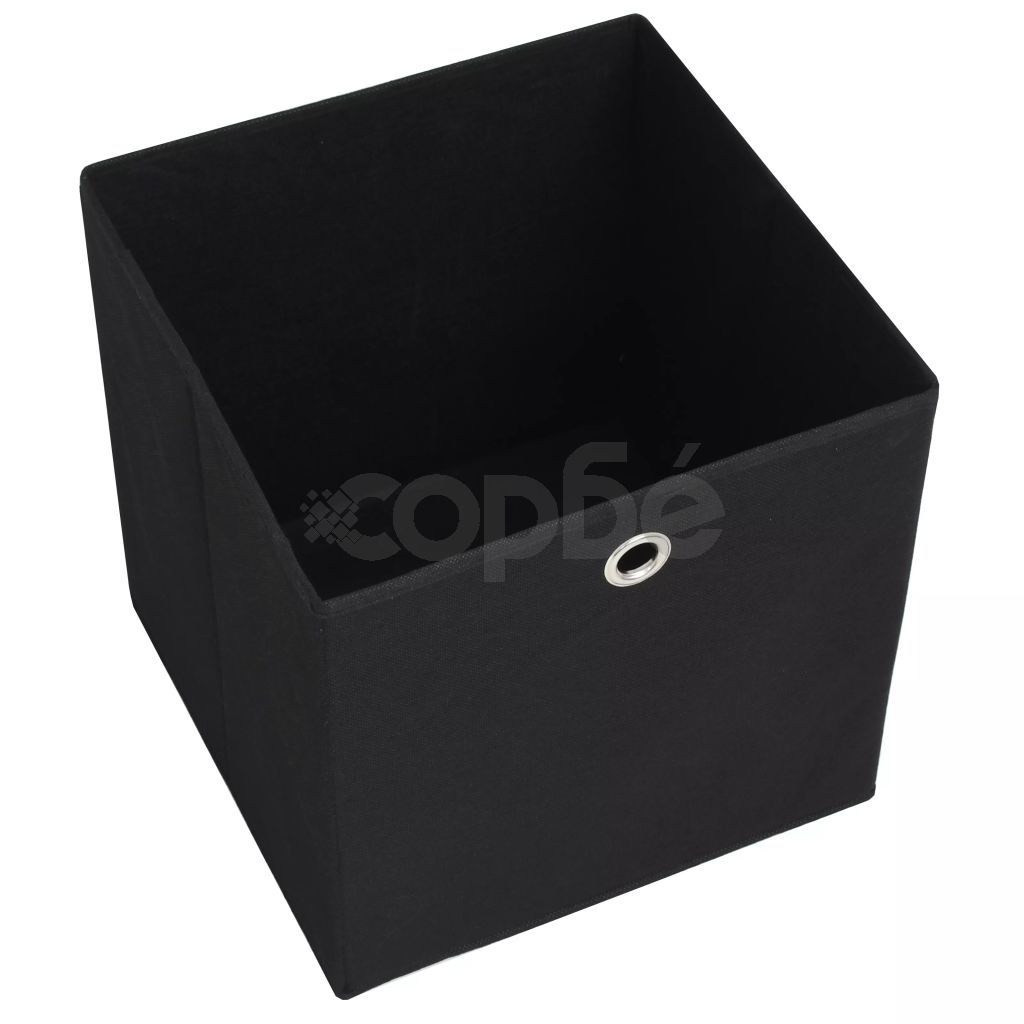 Кутии за съхранение, 10 бр, нетъкан текстил, 32x32x32 см, черни