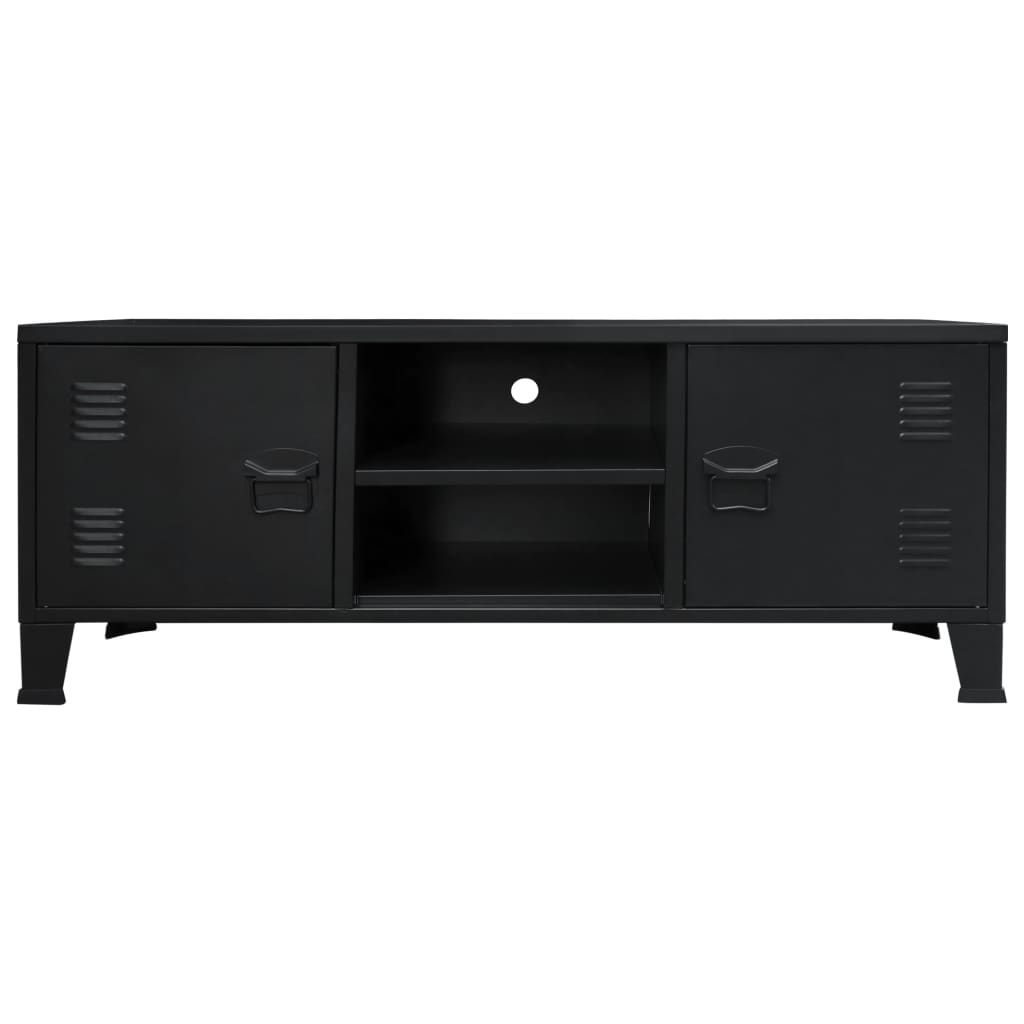 ТВ шкаф в индустриален стил, 120x35x48 cм, черен